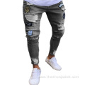 Custom-Made Men's Embroidered Ripped Jeans Wholesale Factory